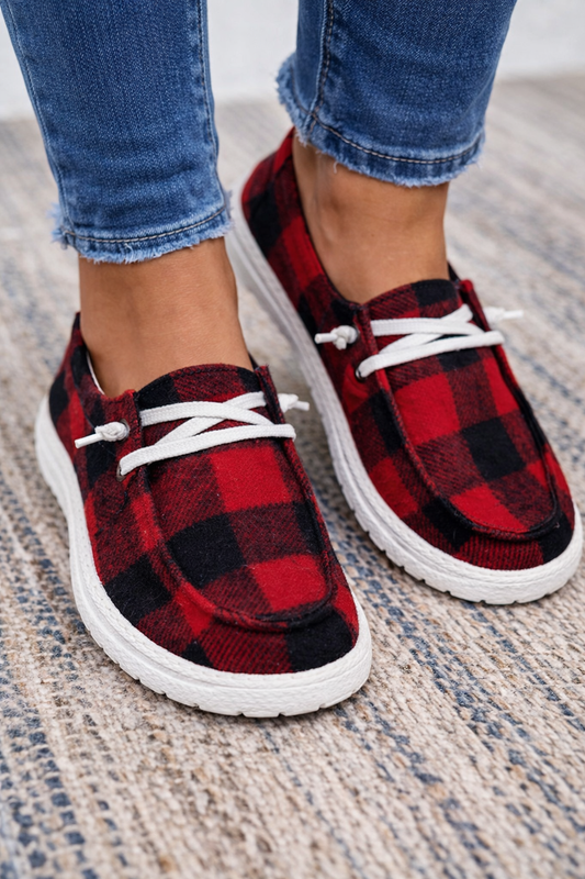 Andrea Serena Sneaker aus kariertem Canvas für jeden Tag – Komfortabel