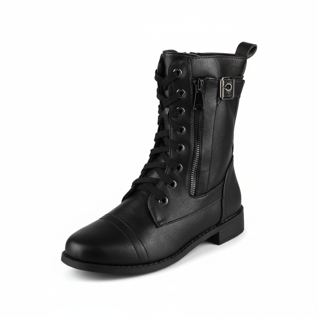 Andrea's™ | Schnürstiefeletten mit Reißverschluss und flachem Absatz