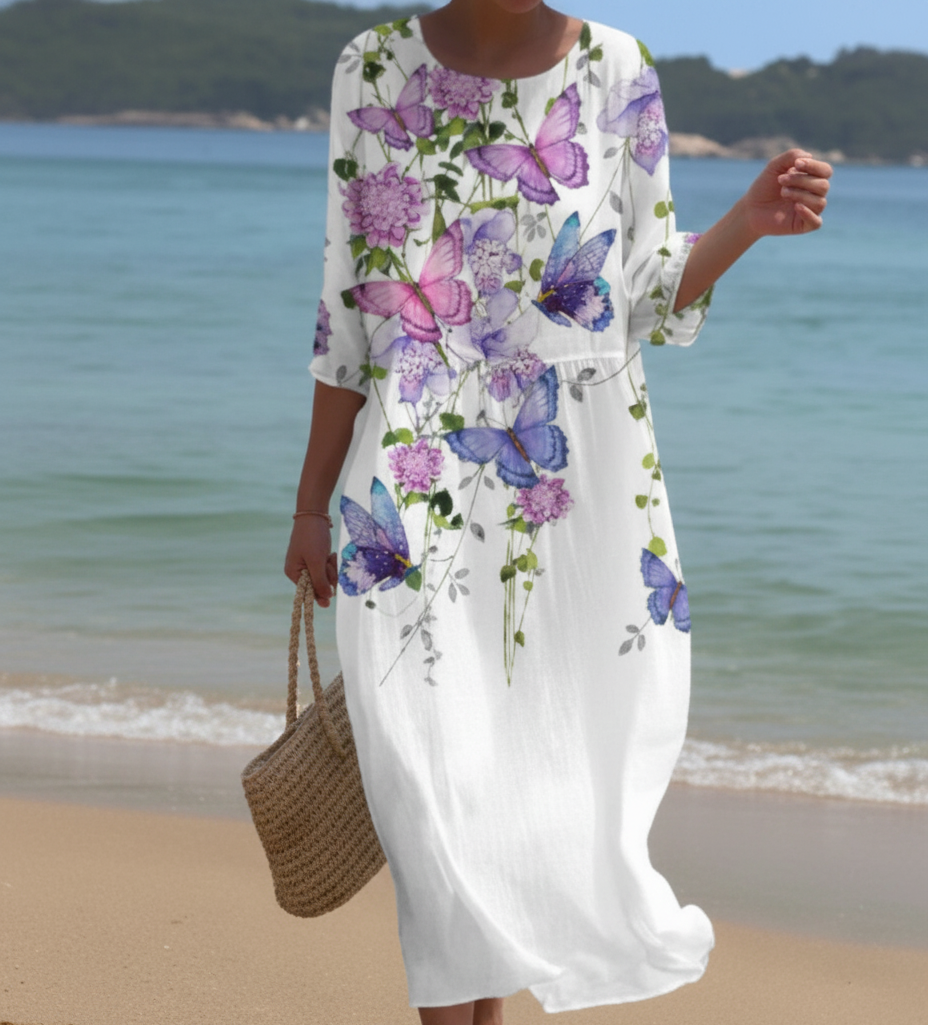 Andrea's™ | Geblümtes Kleid mit Rundhalsausschnitt