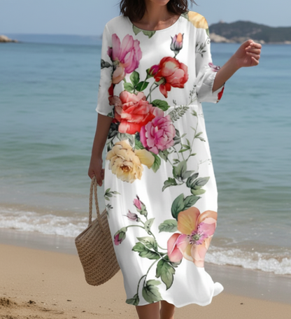 Andrea's™ | Geblümtes Kleid mit Rundhalsausschnitt