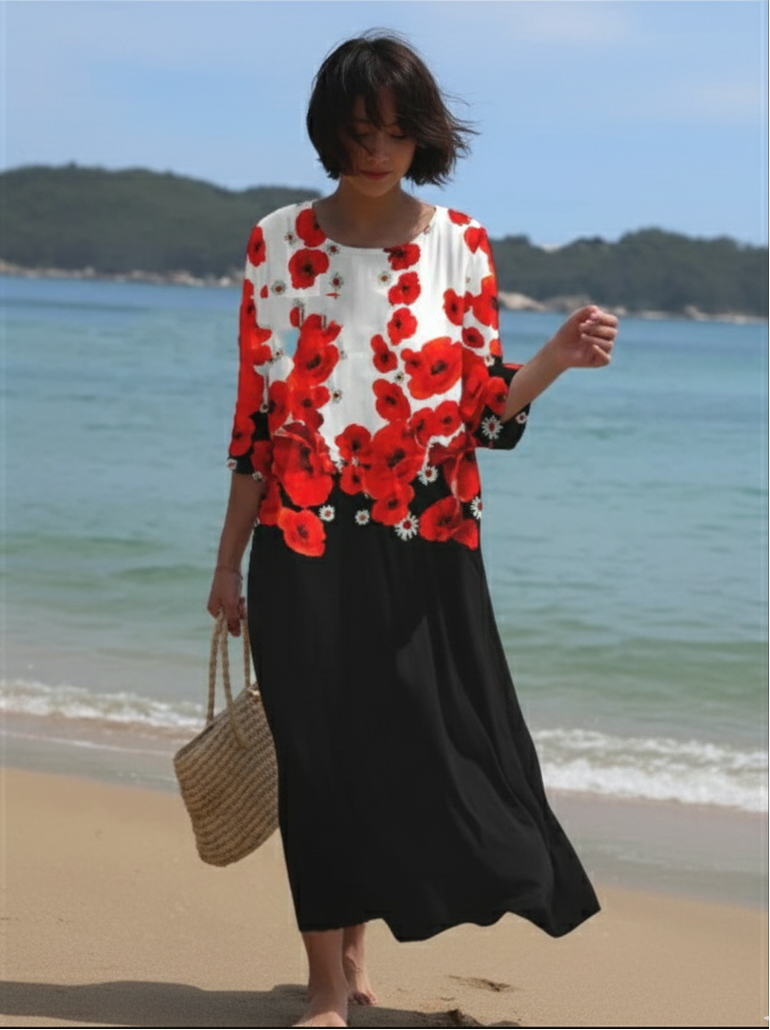 Andrea's™ | Geblümtes Kleid mit Rundhalsausschnitt