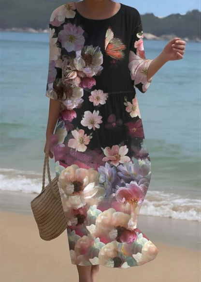 Andrea's™ | Geblümtes Kleid mit Rundhalsausschnitt