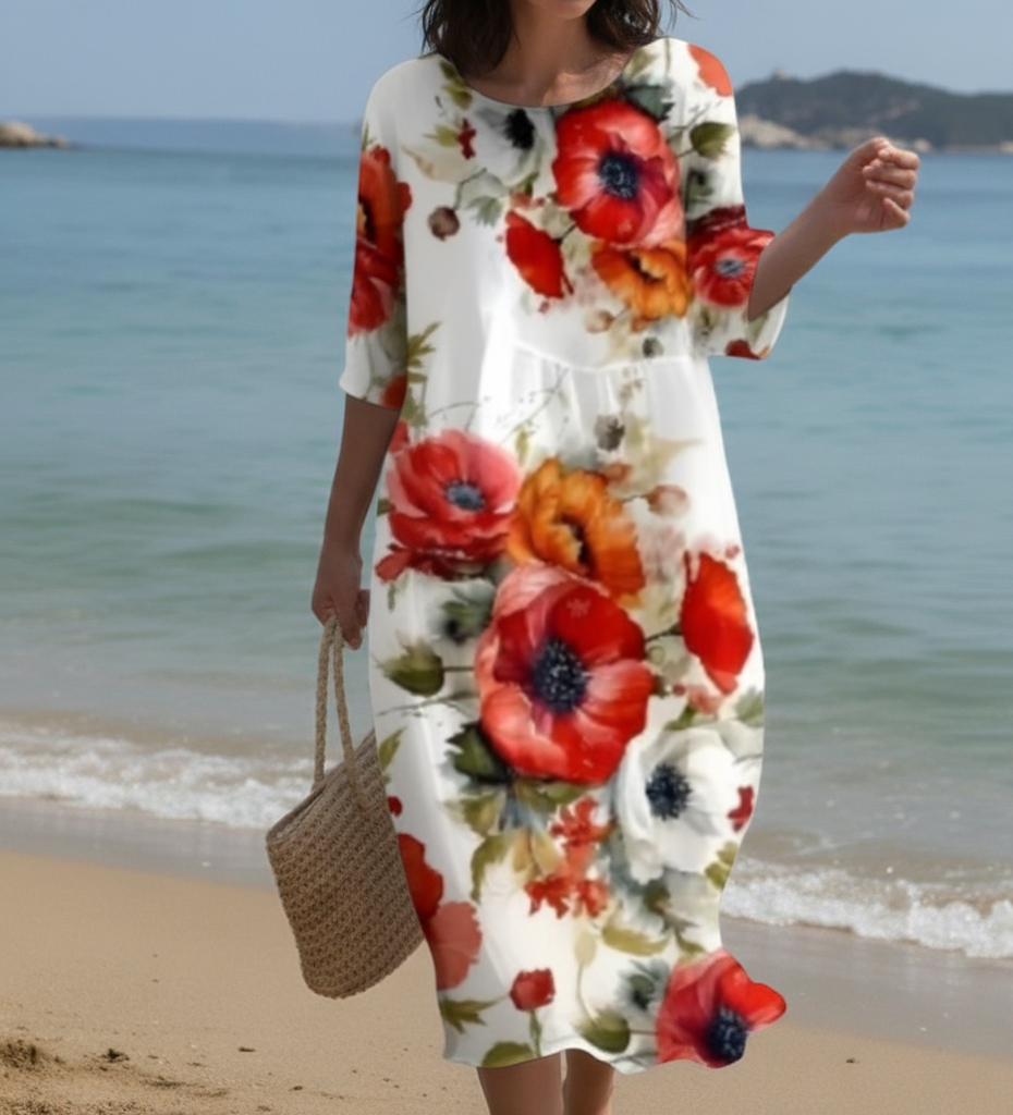 Andrea's™ | Geblümtes Kleid mit Rundhalsausschnitt