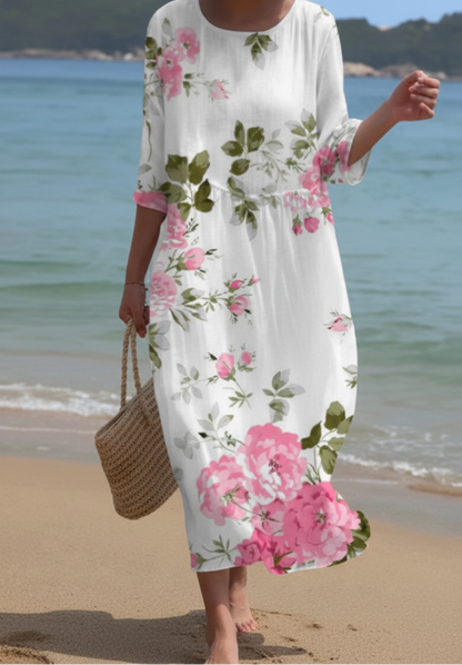 Andrea's™ | Geblümtes Kleid mit Rundhalsausschnitt