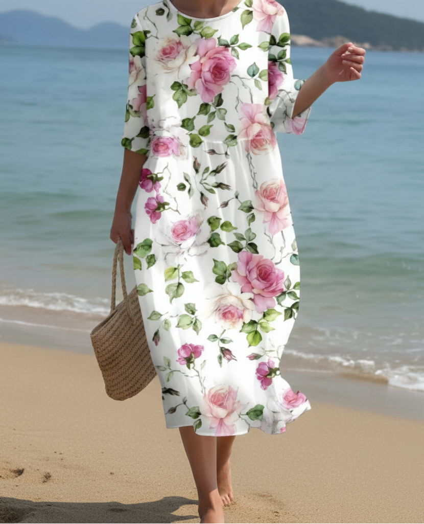 Andrea's™ | Geblümtes Kleid mit Rundhalsausschnitt