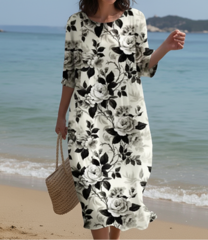 Andrea's™ | Geblümtes Kleid mit Rundhalsausschnitt