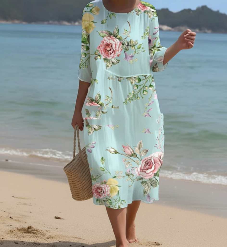 Andrea's™ | Geblümtes Kleid mit Rundhalsausschnitt