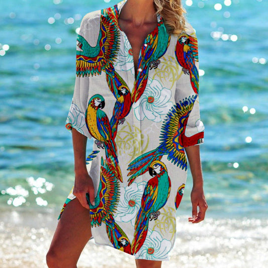 Andrea's™ | Polokleid mit lebendigen Naturdrucken