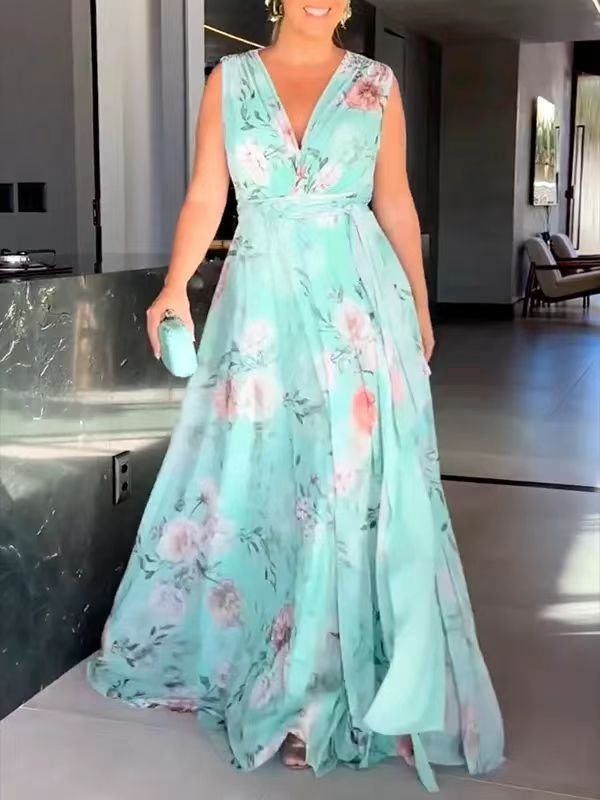 Andrea's™ | Elegantes Maxikleid aus Chiffon mit Blumenmuster