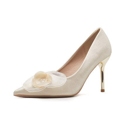 Andrea's™ | Spitzpumps mit Blumenapplikation und Stilettoabsatz
