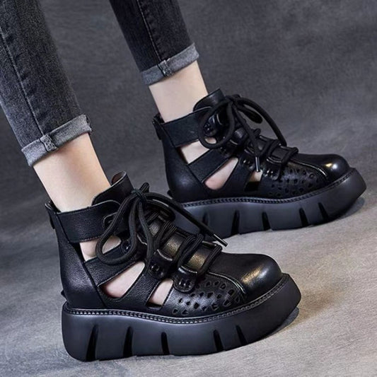 Andrea's™ | Chunky-Schnürstiefel mit Cut-Outs