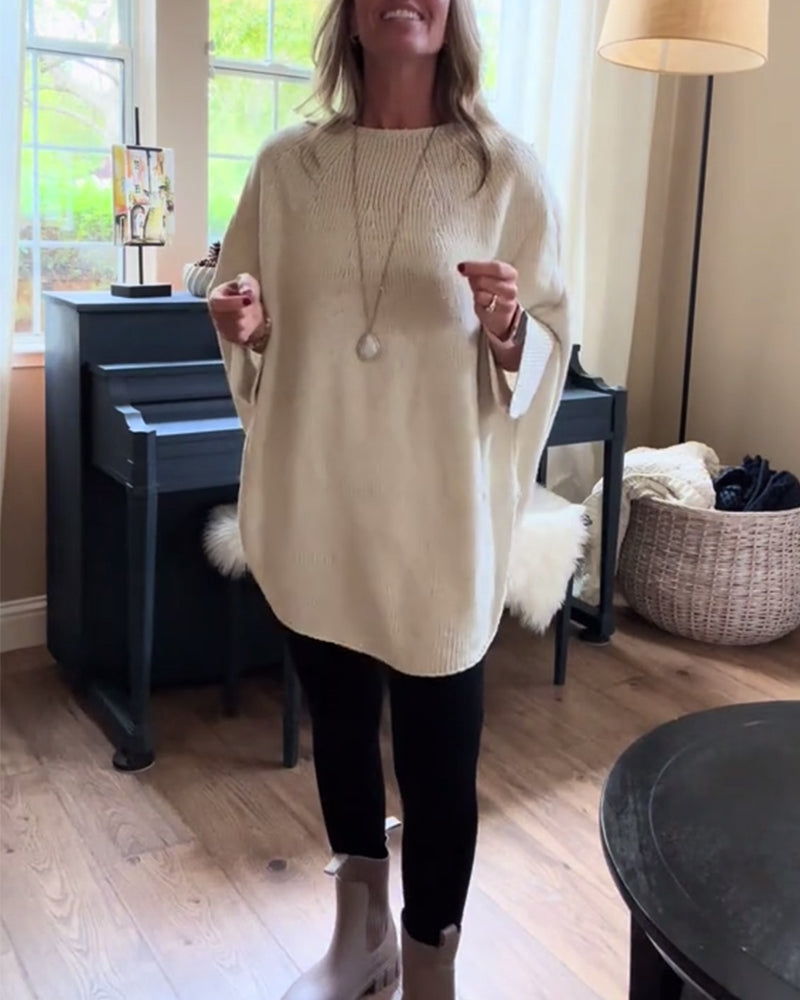 Andrea's™ | Modischer pullover mit rundhalsausschnitt und fledermausärmeln in einheitlicher farbe