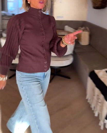 Andrea's™ | Langärmelige Strickjacke mit Knopfleiste