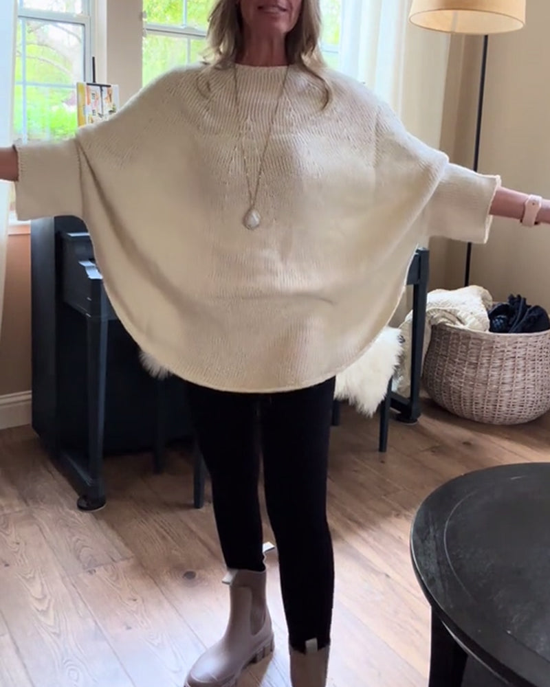 Andrea's™ | Modischer pullover mit rundhalsausschnitt und fledermausärmeln in einheitlicher farbe