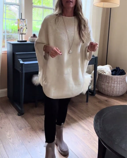 Andrea's™ | Modischer pullover mit rundhalsausschnitt und fledermausärmeln in einheitlicher farbe