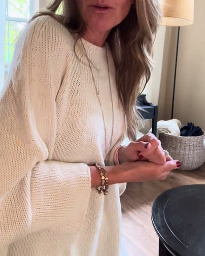 Andrea's™ | Modischer pullover mit rundhalsausschnitt und fledermausärmeln in einheitlicher farbe