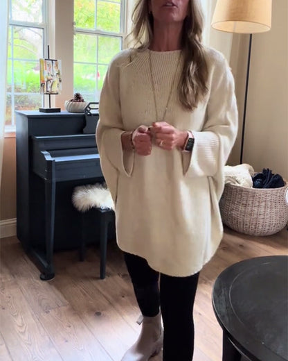 Andrea's™ | Modischer pullover mit rundhalsausschnitt und fledermausärmeln in einheitlicher farbe