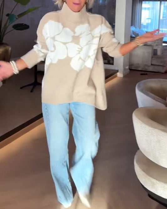 Andrea's™ | Pullover Stehkragen Blumenprint