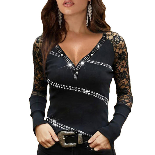 Elegante Bluse von Andrea Serena mit Strass-Spitze