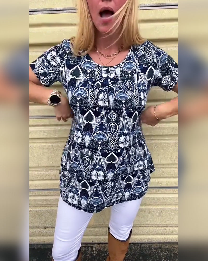 Andrea's™ | T-Shirt lässig Retro Rundhals bedruckt