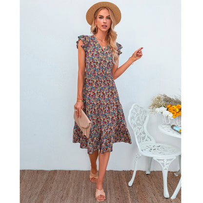 Elegantes geblümtes Midikleid von Andrea Serena