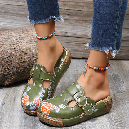 Boho Floral Andrea Serena Platform Clogs Sandals