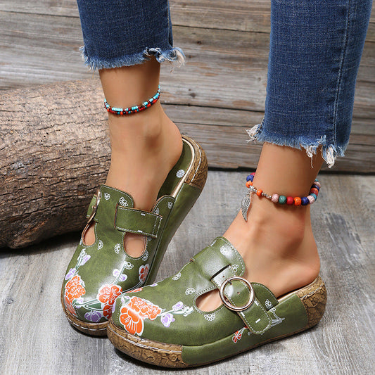 Boho Floral Andrea Serena Platform Clogs Sandals