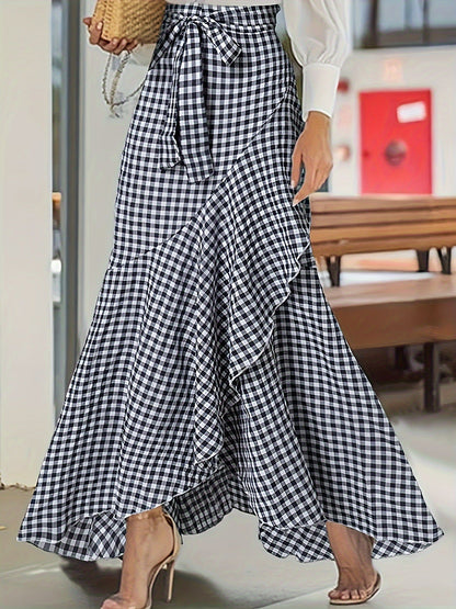 Karierter Rüschen-Maxirock von Andrea Serena