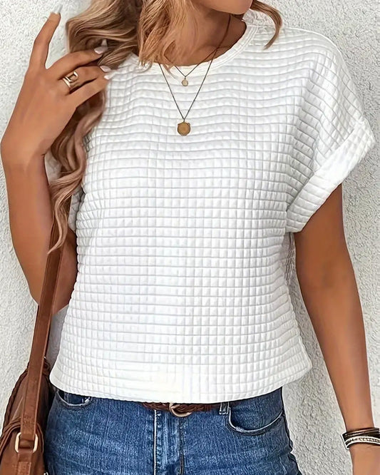 Andrea's™ | T-Shirt runder Ausschnitt einfarbig Fledermausärmel