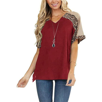 Leopard Splice Andrea Serena Casual Kurzarmtop