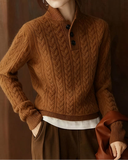 Andrea's™ | Pullover Stehkragen Zopfmuster