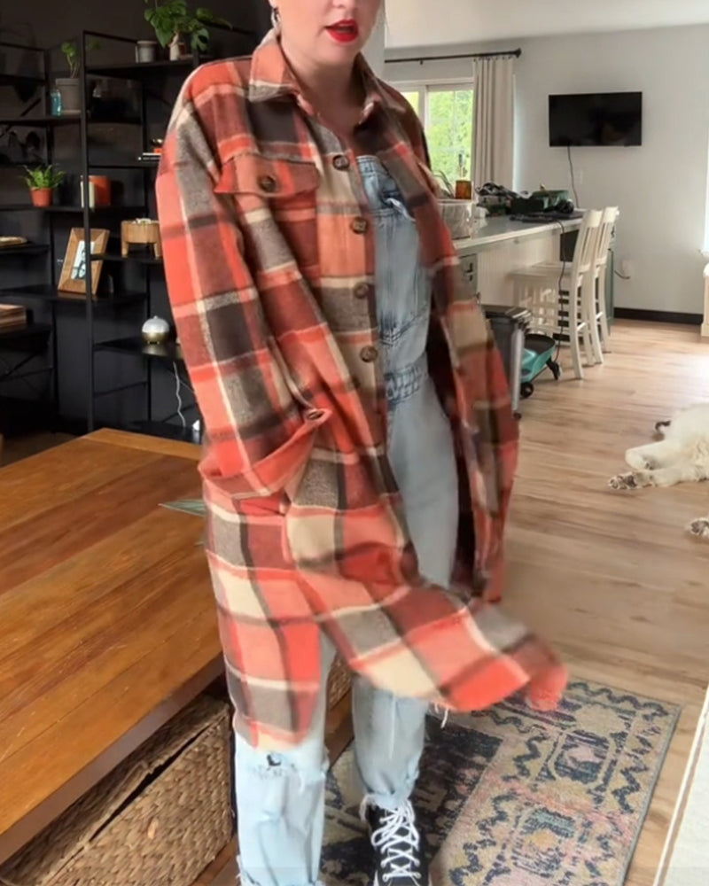 Andrea's™ | Lässiger karierter Mantel mit Knöpfen