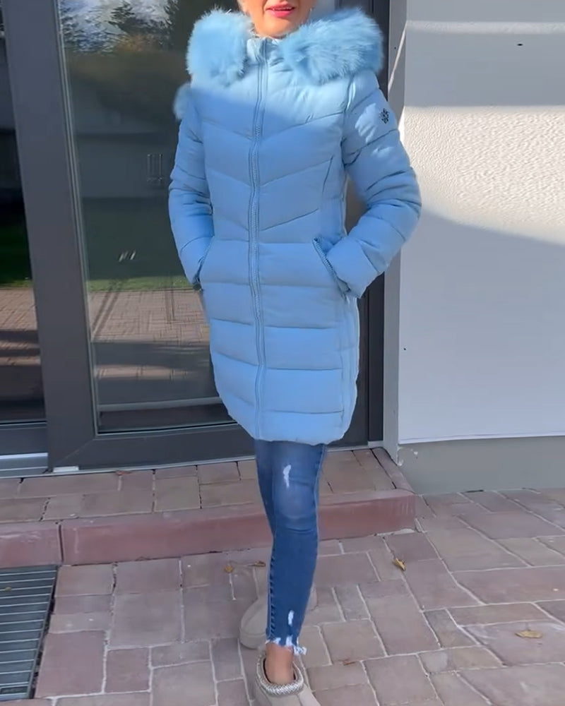 Andrea's™ | Lässige, einfarbige, wattierte jacke mit reißverschluss und tasche