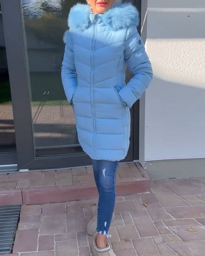 Andrea's™ | Lässige, einfarbige, wattierte jacke mit reißverschluss und tasche