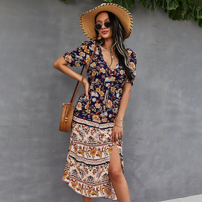 Boho-Kleid mit Blumenmuster, Andrea Serena, Sommerstil