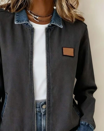 Andrea's™ | Mantel Mit Kontrastierendem Revers Und Reißverschluss