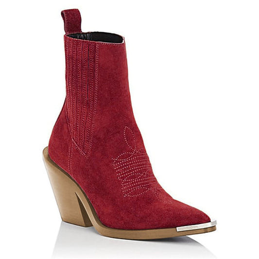 Andrea's™ | Damenstiefel mit Blockabsatz aus Wildleder und spitzer Zehenpartie