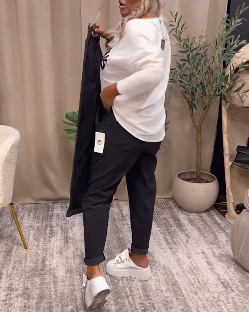 Andrea's™ | Lässige, einfarbige hose mit taschen