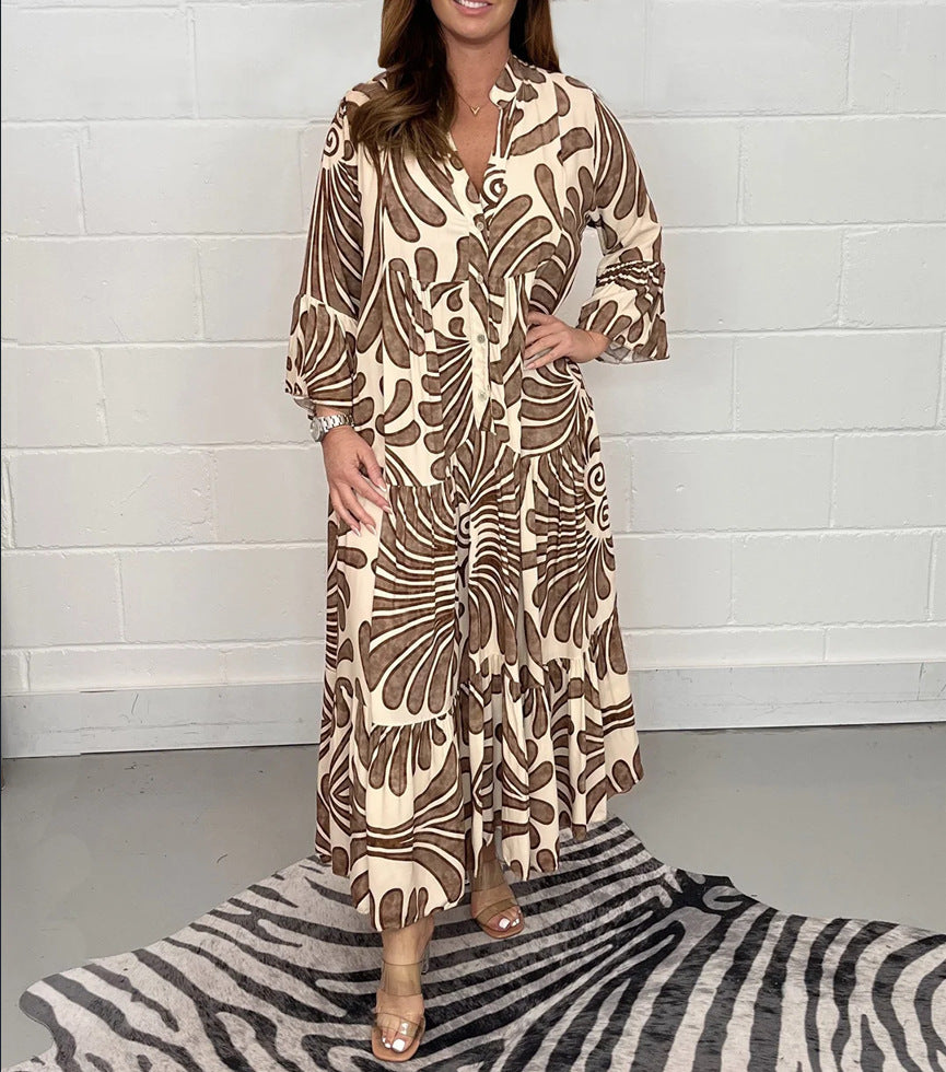 Bedrucktes Chiffon-A-Linien-Kleid von Andrea Serena