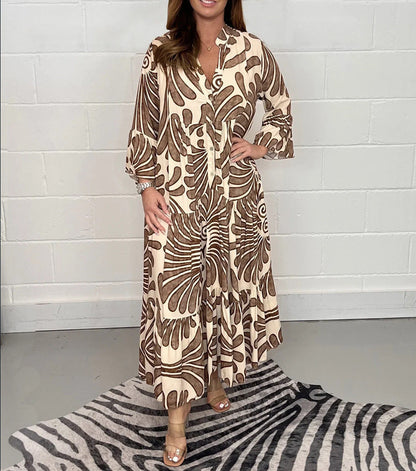 Bedrucktes Chiffon-A-Linien-Kleid von Andrea Serena
