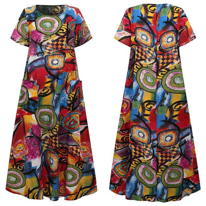 Andrea Serena Swing-Maxikleid mit lebhaftem Print