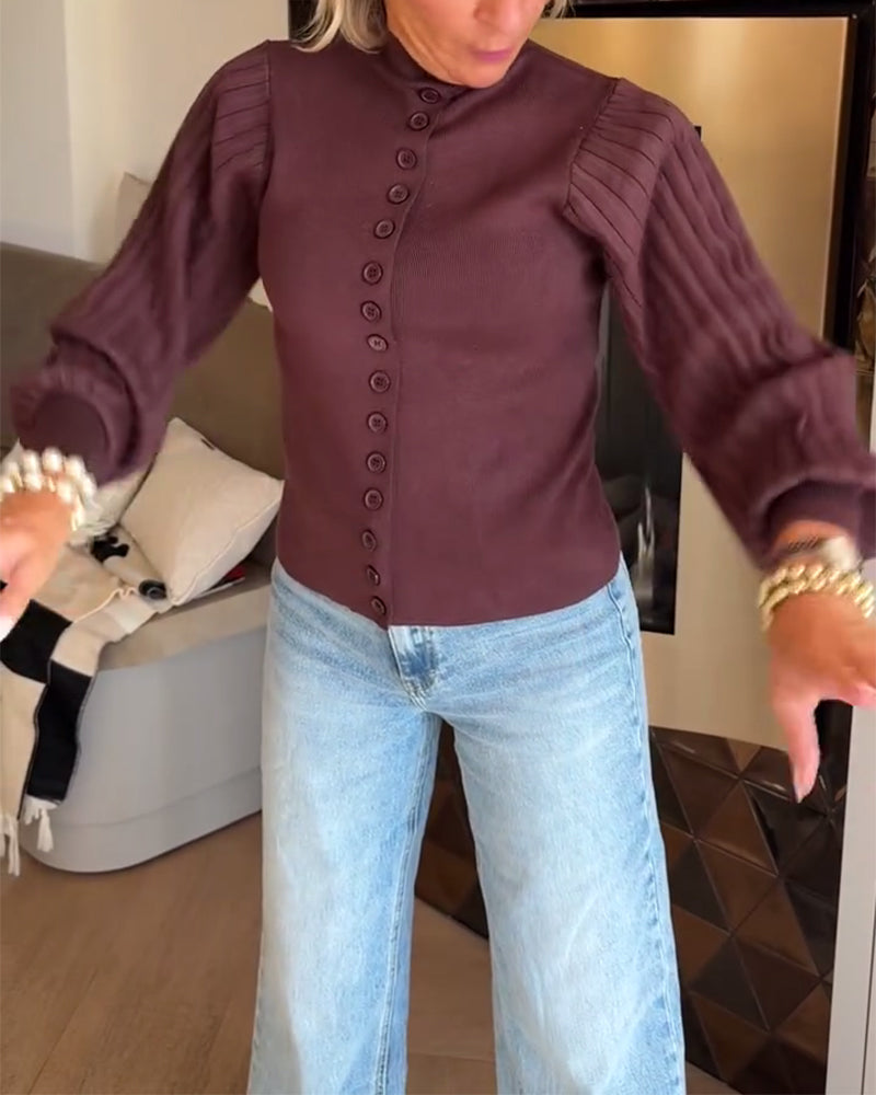 Andrea's™ | Langärmelige Strickjacke mit Knopfleiste