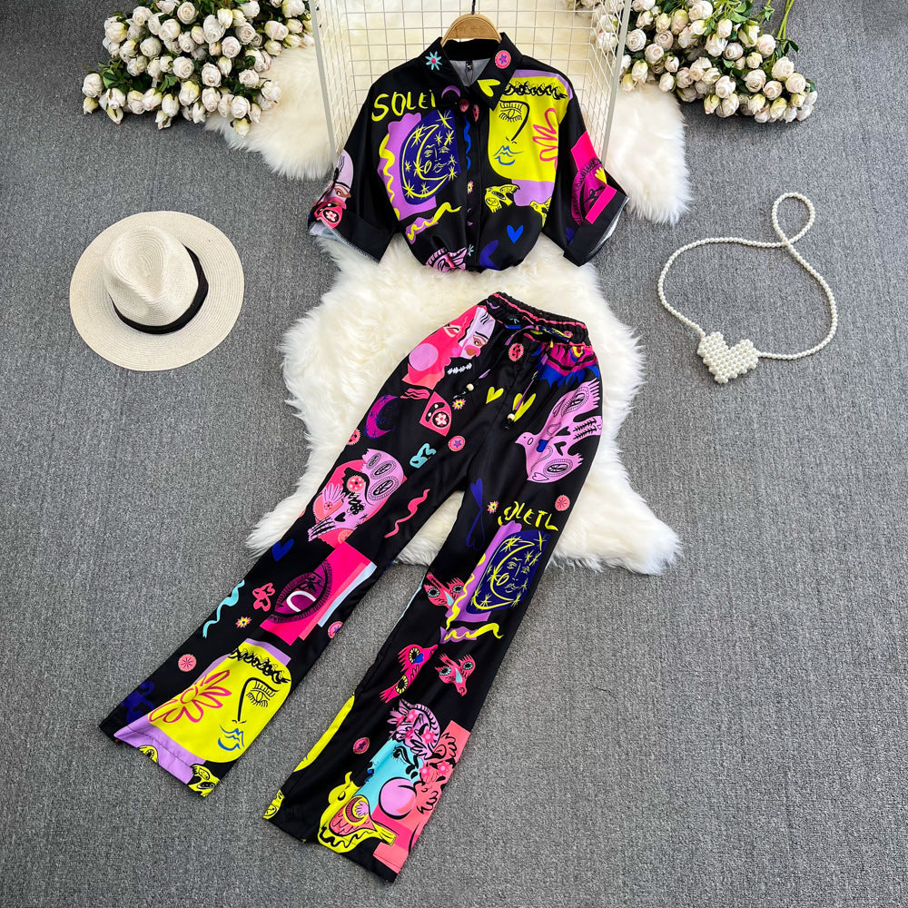 Lässiges Sommer-Set von Andrea Serena für Damen mit lebhaftem Print