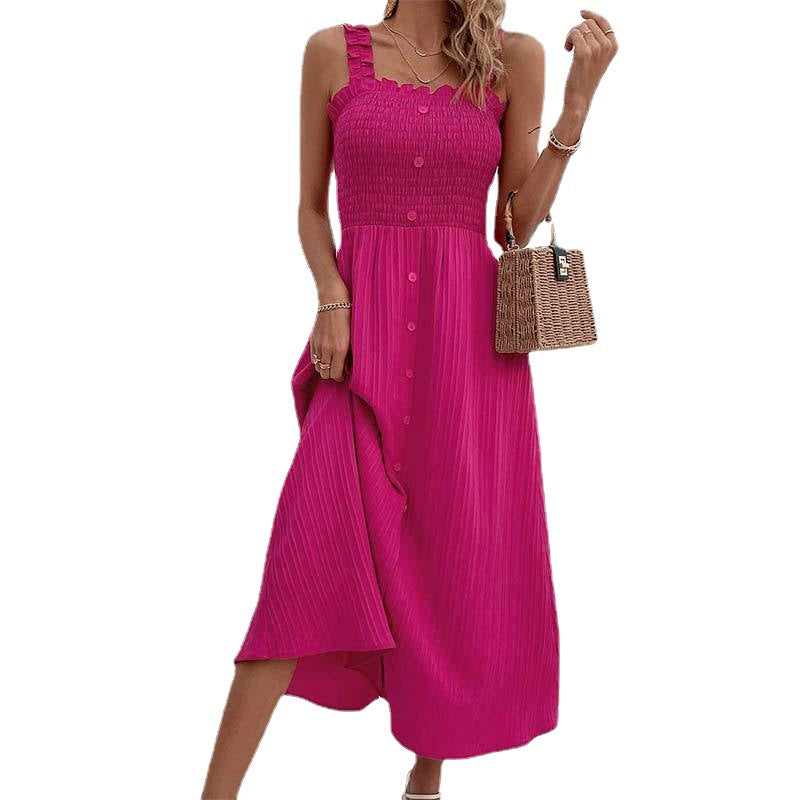 Elegantes, hochtailliertes Rosenkleid von Andrea Serena