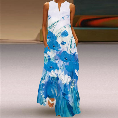 Ärmelloses Maxikleid mit lebhaftem Print von Andrea Serena