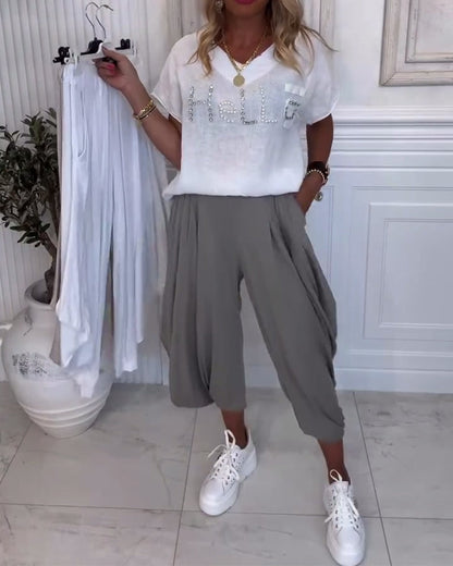 Andrea's™ | Hose Einfarbig Pluderhosen Lässig