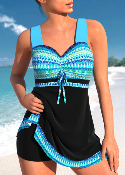 Andrea's™ | Striped Nautical Swimdress with Built-in Shorts