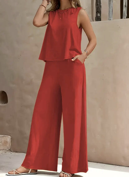 Elegantes, lockeres Baumwoll-Set von Andrea Serena