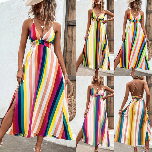 Vibrant Rainbow Stripe Dress Andrea Serena