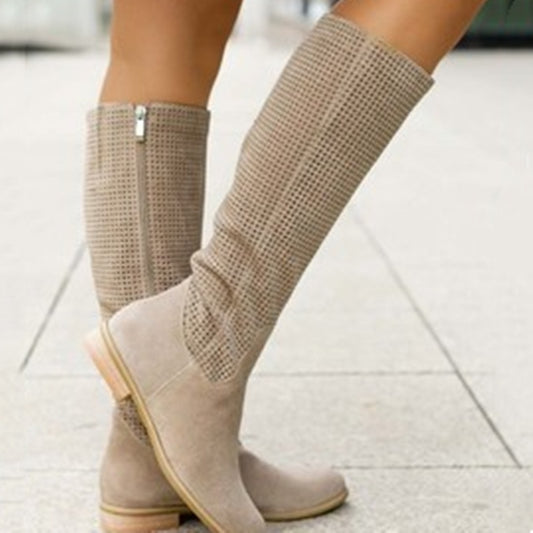 Andrea's™ | Stylische High Boots aus Wildleder – mit flachem Absatz